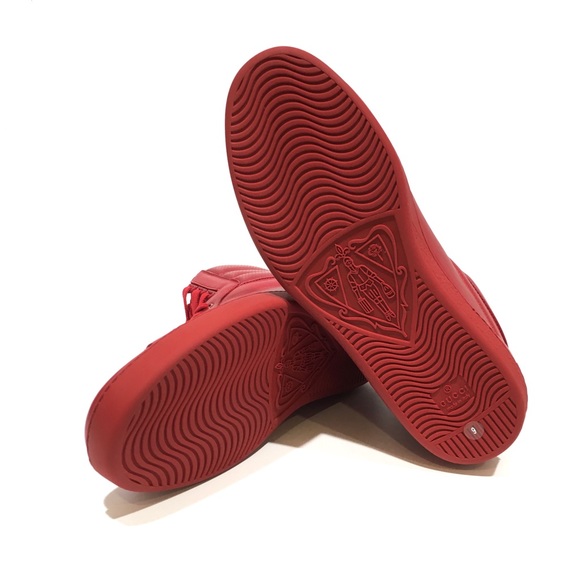 GUCCI ACE HIGHT-TOP INTERLOCKING G LEATHER SNEAKERS -RED -MEN’S US 9.5 -NEW - Picture 10 of 10